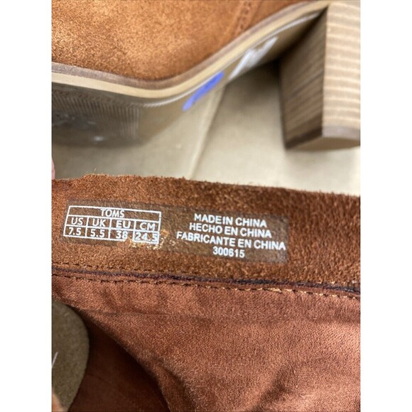 Tom's Lunata Cognac(rust) Fringe Block Heel Suede Booties 9.5 Women's - Picture 7 of 8